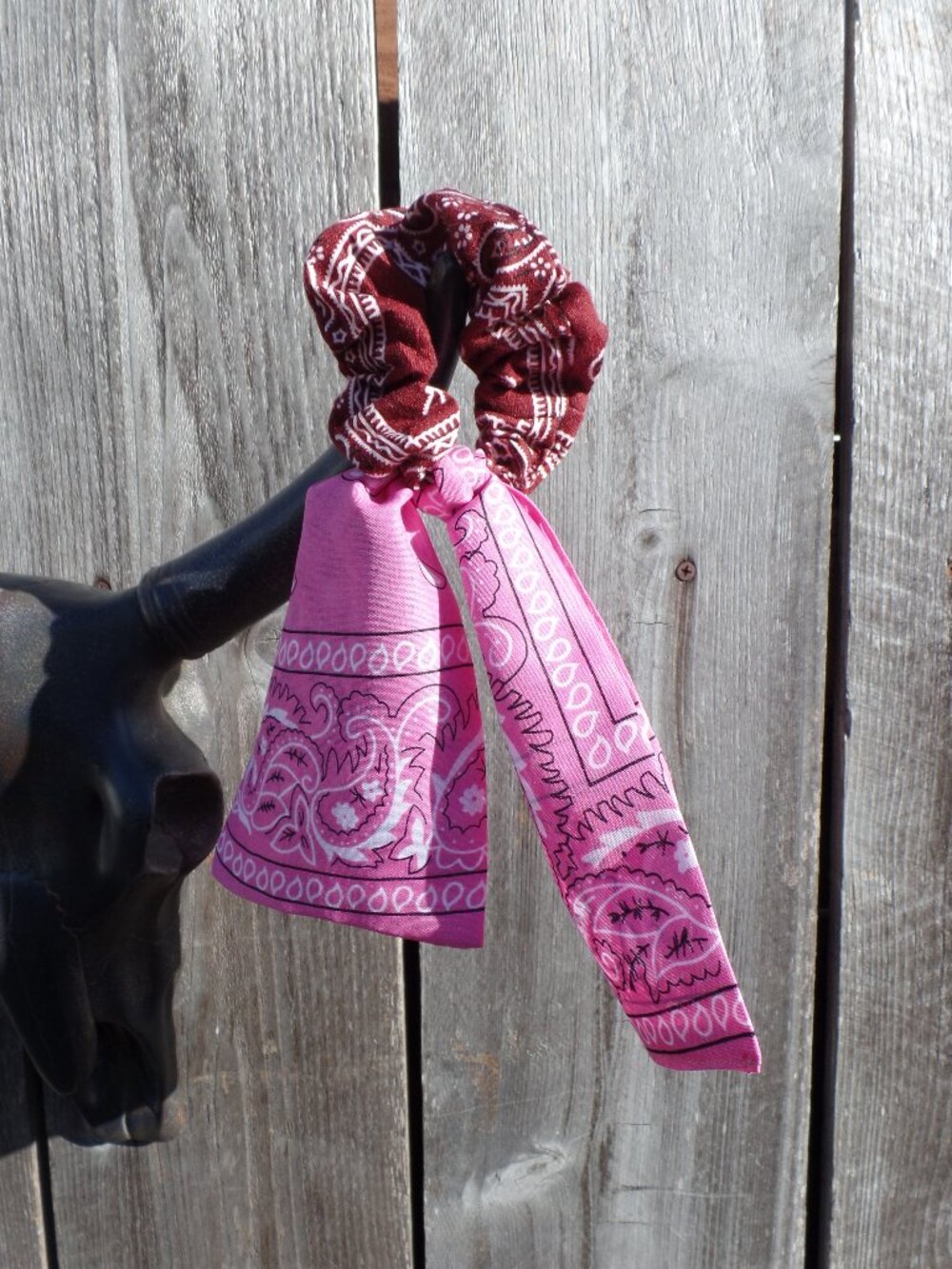 Hand Crafted Bandana HAIR Bow Tie BURGUNDY